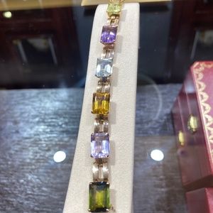 14k multi colored gemstone bracelet